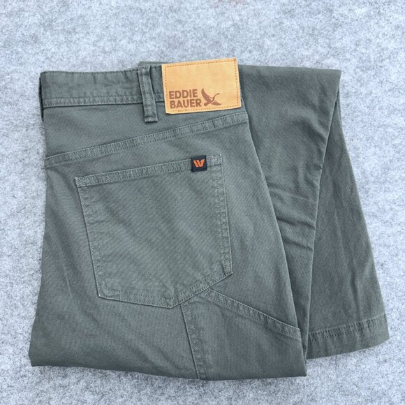 Eddie Bauer Men’s Canvas Utility Stretch Pants, Green, Size 36x32 - Picture 12 of 13